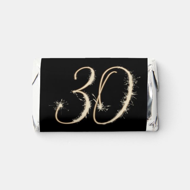 Gold 30th Birthday Sparklers On Black Hershey's Miniatures (Front)