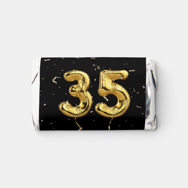 Gold 35th Anniversary Balloons and Confetti Hershey's Miniatures (Front)