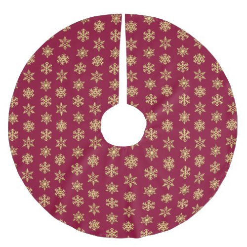 Gold 3_d snowflakes Customizable Background Brushed Polyester Tree Skirt