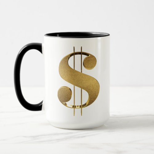 Gold 3D Dollar Sign Mug