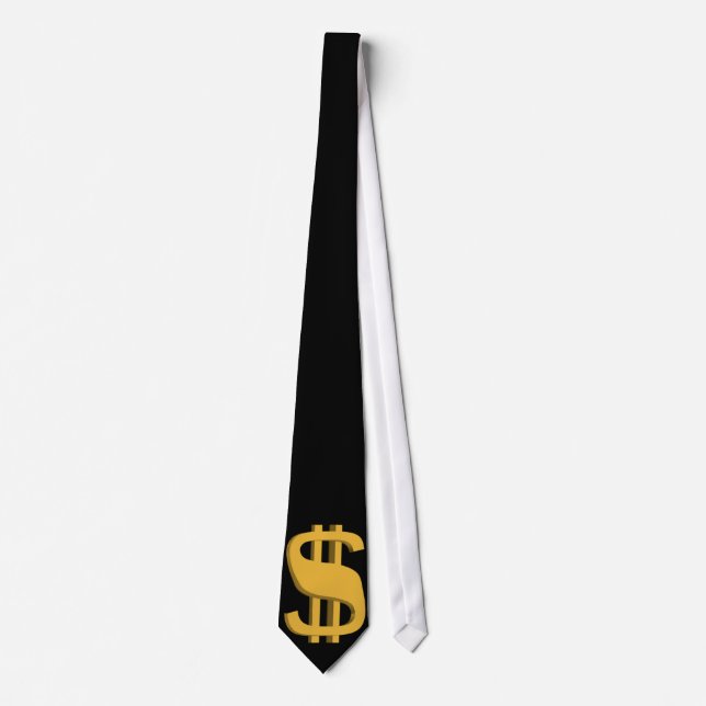 Gold 3D Dollar Sign Necktie (Front)