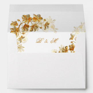 Gold 3D Flowers Wedding Envelope