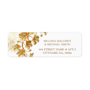 Gold 3D Flowers    Wedding Label