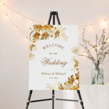 Gold 3D Flowers White Wedding Welcome