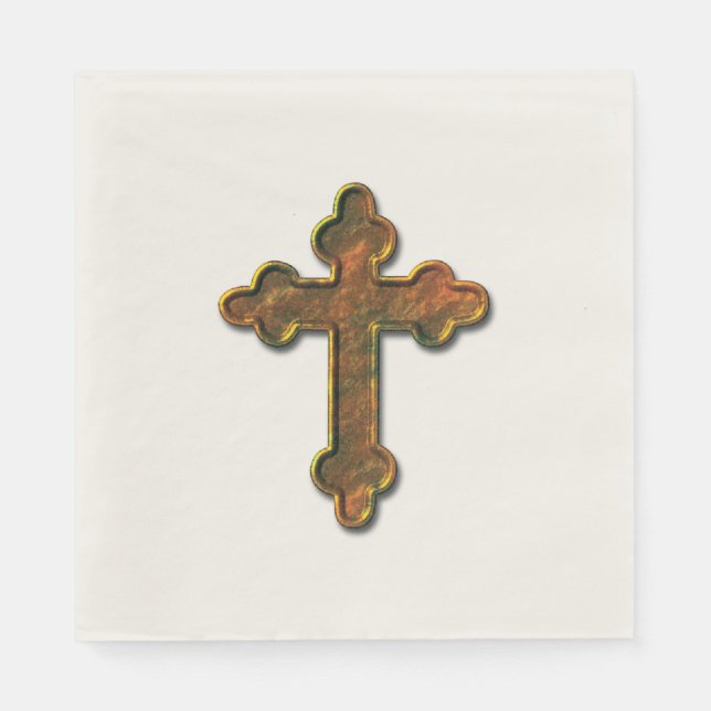 Gold 3D Looking Cross Napkins (Front)