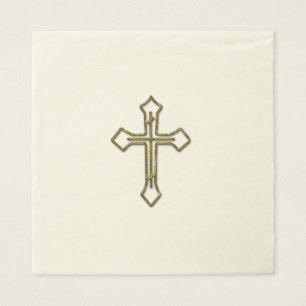 Gold 3D Looking Cross Outline Napkins