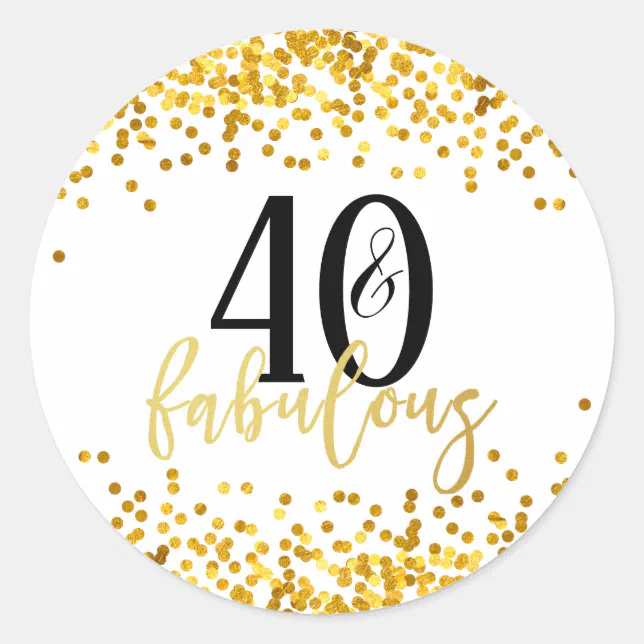 Gold 40 and Fabulous 40th Birthday Party Stickers | Zazzle gold-40-and-fabulous-40th-birthday-party-stickers-zazzle