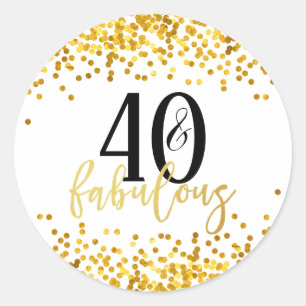Gold 40 and Fabulous 40th Birthday Party Stickers
