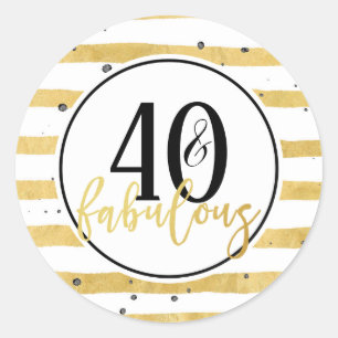Gold 40 and Fabulous 40th Birthday Party Stickers