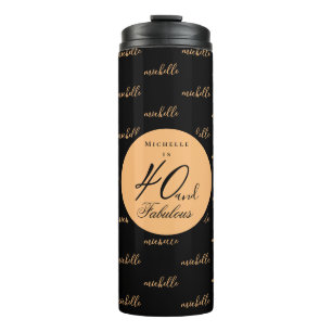 Gold 40 and fabulous birthday thermal tumbler
