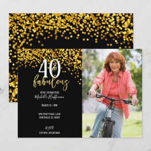 Gold 40 & Fabulous 40th Birthday Party Invitations