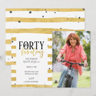 Gold 40 & Fabulous 40th Birthday Party Invitations