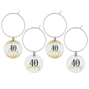 Gold 40 & Fabulous Birthday Confetti Wine Charms