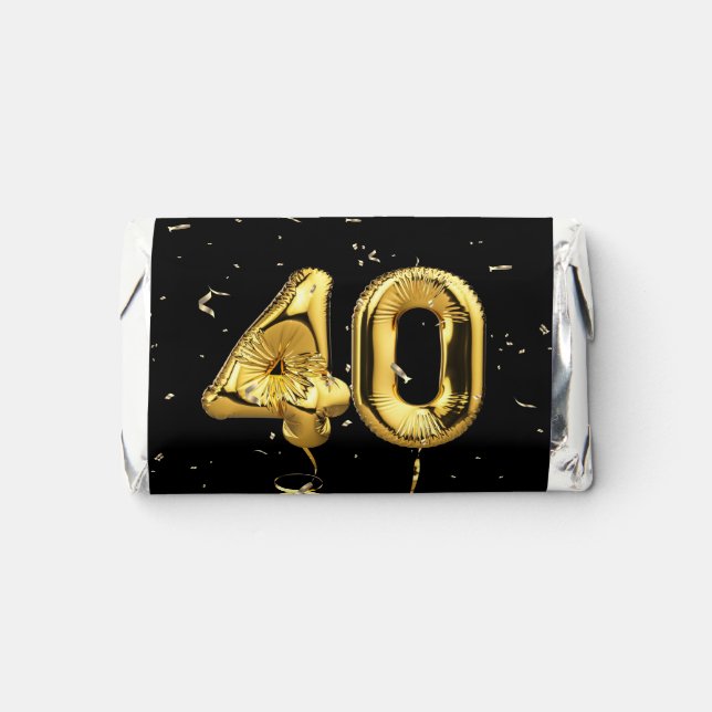 Gold 40th Anniversary Balloons and Confetti Hershey's Miniatures (Front)