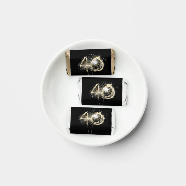 Gold 40th Anniversary Sparklers On Black Hershey's Miniatures (Plate)