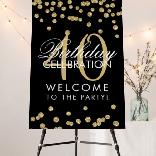 Gold 40th Birthday Party Glitter Confetti Black  Foam Board