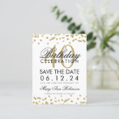 Gold 40th Birthday Save the Date Confetti (Standing Front)