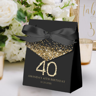 Gold 40th Diamonds Birthday Party Favor Boxes
