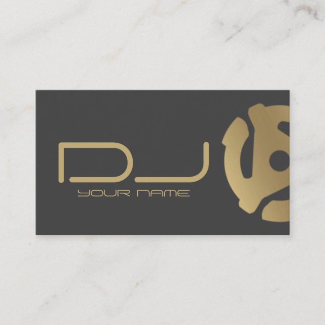 Gold 45 Record Adapter Logo DJ Business Card (Front)