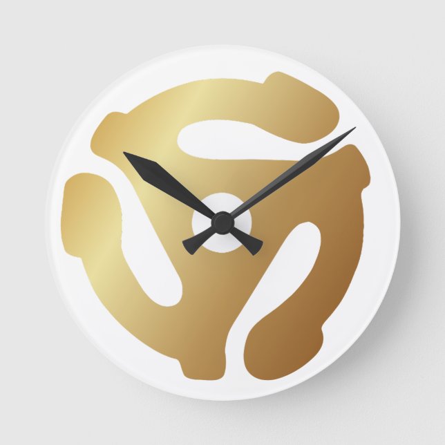 Gold 45 RPM Vinyl Record Adapter Clock – Retro Mus (Front)