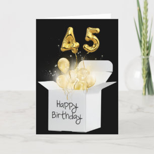 Gold 45th Birthday Balloons In White Box Card