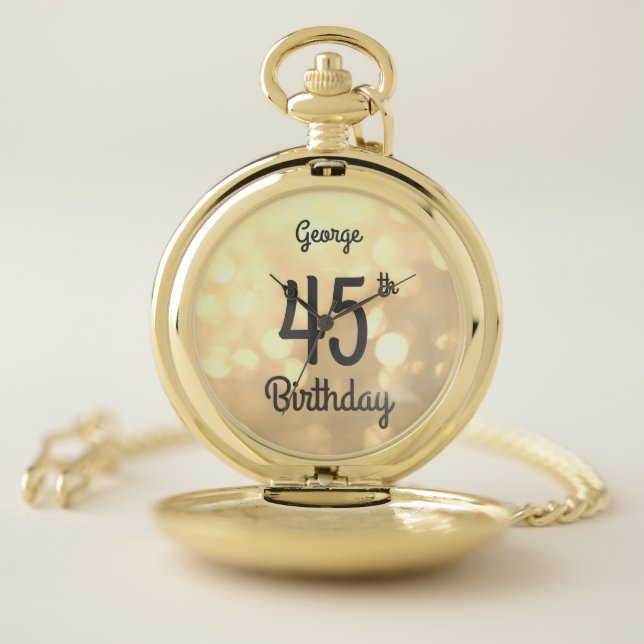 Gold 45th Birthday Personalised Pocket Watch (Inside)