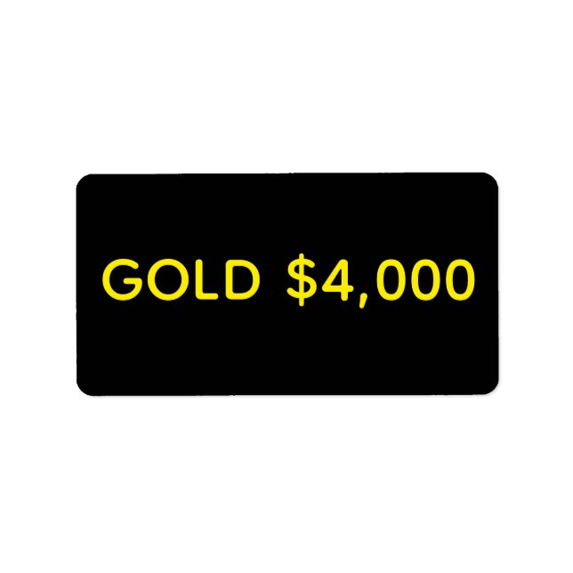 Gold $4,000 Market Celebration Label (Front)