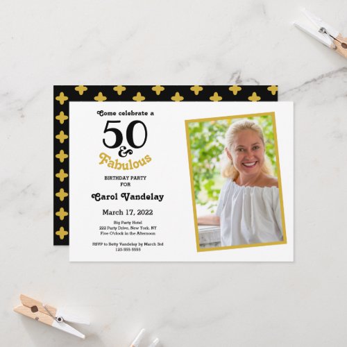 Gold 50 and Fabulous 50th Birthday  Invitation