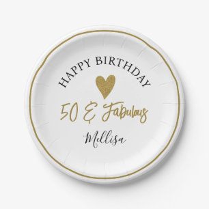 Gold 50 And Fabulous 50th Birthday Party  Paper Plates