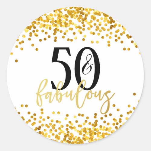 Gold 50 and Fabulous Birthday Party Stickers