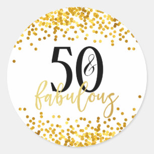 Gold 50 and Fabulous Birthday Party Stickers