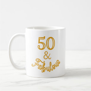 Gold 50 and Fabulous monogram design Coffee Mug
