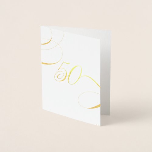 Gold 50 Calligraphy Milestone Birthday Anniversary Foil Card