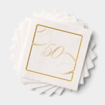 Gold 50 Calligraphy Milestone Birthday Anniversary Foil Napkins