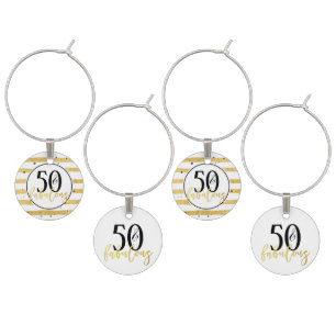 Gold 50 & Fabulous Birthday Confetti Wine Charms