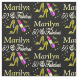 GOLD 50 &amp; FABULOUS PERSONALIZED FABRIC