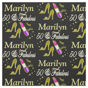 GOLD 50 & FABULOUS PERSONALIZED FABRIC