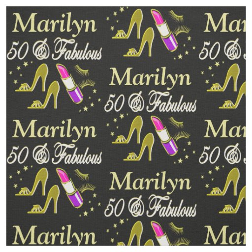 GOLD 50 & FABULOUS PERSONALIZED FABRIC