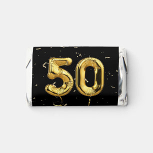 Gold 50th Anniversary Balloons and Confetti Hershey's Miniatures
