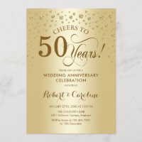 Gold 50th Anniversary Celebration Invitation