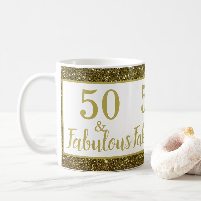 Gold 50th Anniversary Coffee Mug (With Donut)