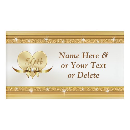 Gold 50th Anniversary Custom Magnetic Name Tags