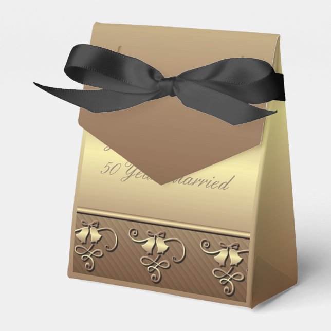 Gold 50th Anniversary Favor Box (Front Side)