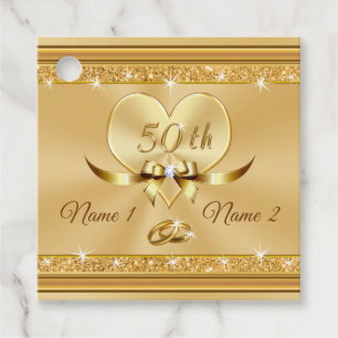 Gold 50th Anniversary Favor Tags, Personalized Favor Tags