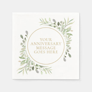 Gold 50th Anniversary Greenery Eucalyptus Leaves Napkins