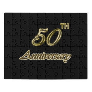 Gold 50th Anniversary Jigsaw Puzzle