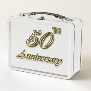 Gold 50th Anniversary Metal Lunch Box