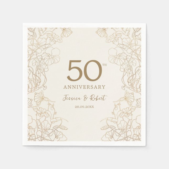 Gold 50th Anniversary Napkins (Front)