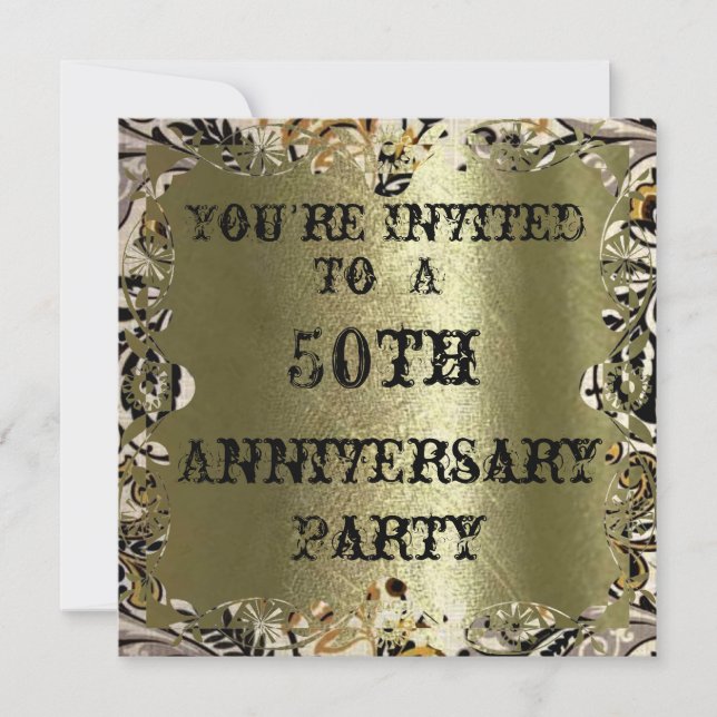 Gold 50th Anniversary Party Invitation (Front)