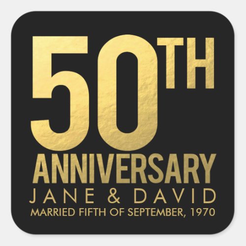 Gold 50th Anniversary Personalized Stickers